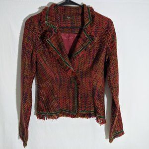 DZ leightweight tweed blazer velvet trim